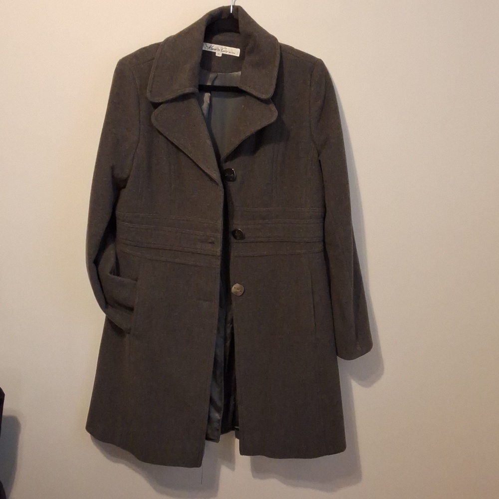 Kenneth Cole Charcoal Gray Wool-Blend Pea Coat VINTAGE Y2K